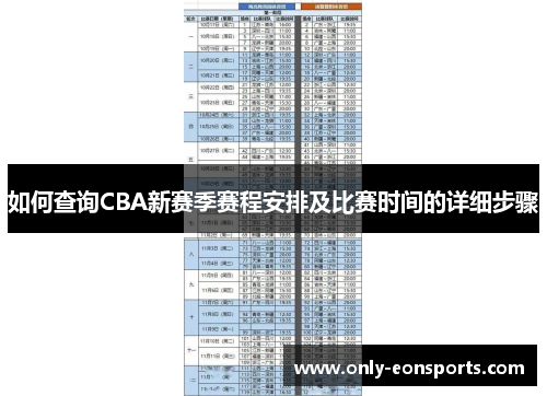 如何查询CBA新赛季赛程安排及比赛时间的详细步骤
